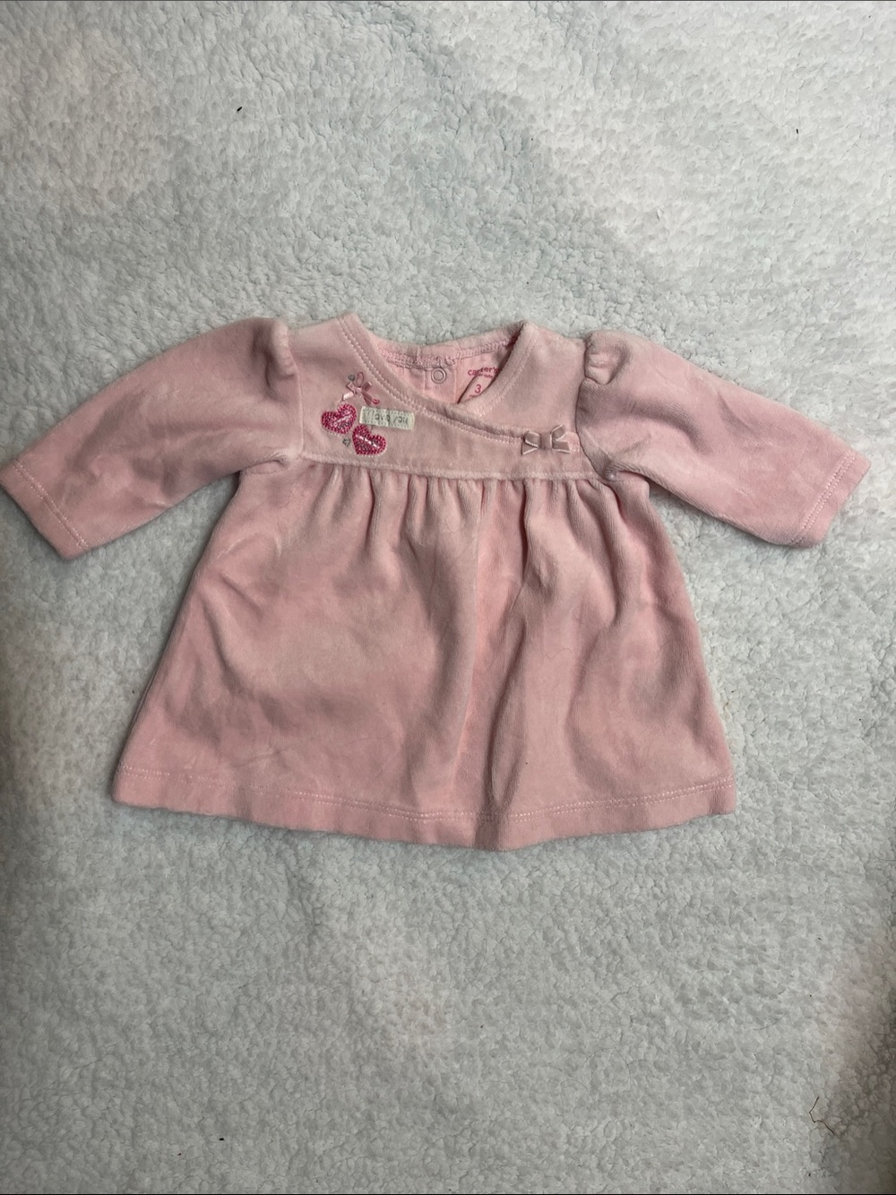 4/25$ Carter’s Baby Pink Long-Sleeve Plush Dress/Top